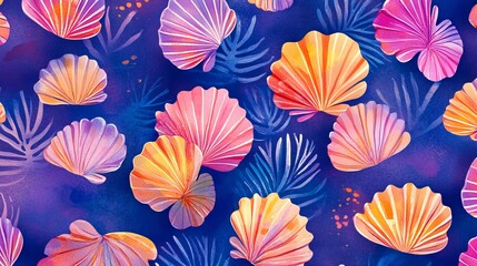 Obraz premium Adorable watercolor seashells, perfect for baby clothes, patterns, stickers, postcards, prints, fabric, and books. 