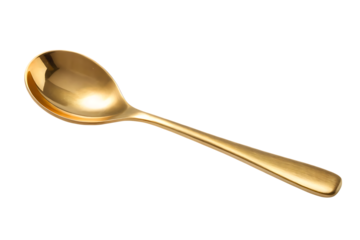 Elegant golden spoon isolated on transparent background