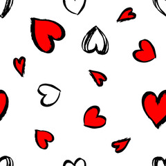 Seamless pattern of hand drawn hearts. collection scribble markers heart symbol isolated on white background. Vector illustration for print, scrap booking, graphic design, web and other.