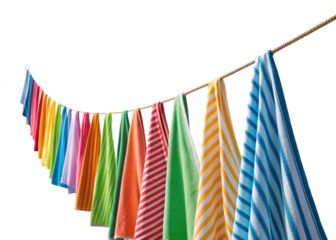 Colorful Towels Hanging on a Clothesline
