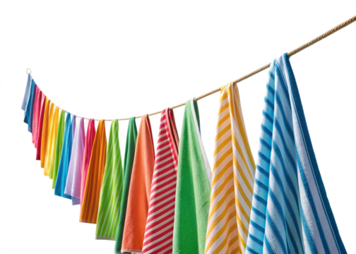 Colorful Towels Hanging on a Clothesline