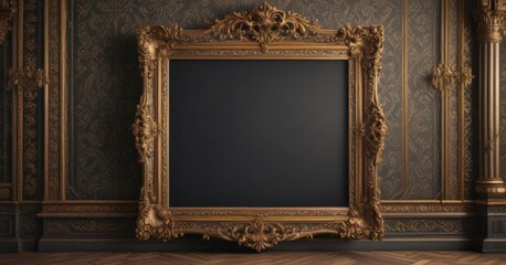 Ornate vintage frames, damask backdrop, intricate detailing,  picture frame,  opulent