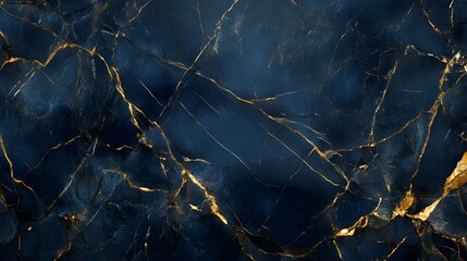 luxurious dark blue marble texture with shimmering gold veins creating an elegant and sophisticated background , imbued with refined subtlety