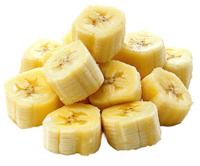 Fresh banana slices kitchen food bright isolated on transparent background
