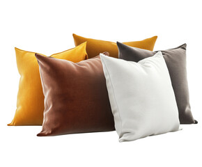 Stylish decorative cushions for modern interiors home bright isolated on transparent background