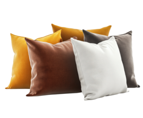 Stylish decorative cushions for modern interiors home bright isolated on transparent background