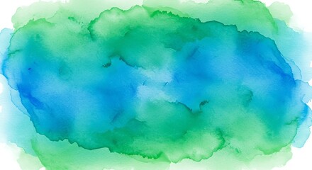 Obraz premium Watercolor Texture Blue and Green Abstract Painting