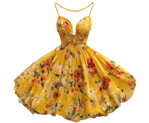 Summer floral dress on display boutique fashion bright isolated on transparent background