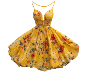 Summer floral dress on display boutique fashion bright isolated on transparent background