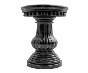 Elegant black marble pedestal table modern interior isolated on transparent background