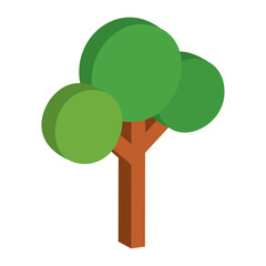 Cartoon style green tree. Vector