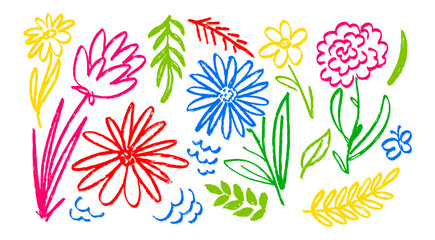 Chamomile hand drawn. Ink drawing wild plants. Flowers, herbs and plants, botanical rough line illustration. Black paint. Daisy Floral elements 