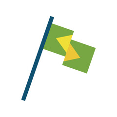 Green flag with triangle design. Vector