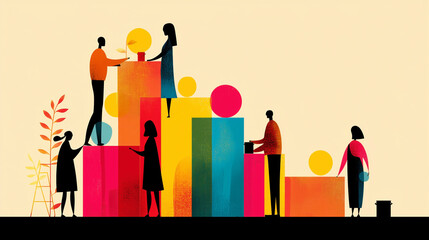 Teamwork, Growth, and Success: A Colorful Business Illustration Labor Day. May Day. Workers Day. Labour Day.