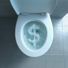 Dollar Symbol Flushed Down Toilet