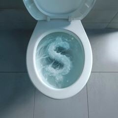Dollar Symbol Flushed Down Toilet