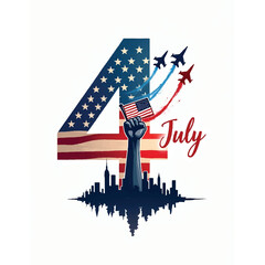 Celebrate 4th of July with patriotic USA Independence Day vector icons including American flags, fireworks, stars, liberty symbols, and red white blue designs for festive posters, banners, and digital