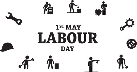 Labour day Black icons 