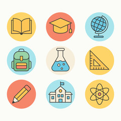 education line vector icon set