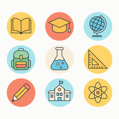 education line vector icon set