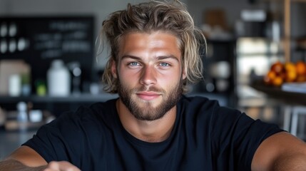 Obraz premium Young man with light hair and beard