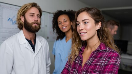Fototapeta premium Diverse Group of Medical Professionals and a Patient Discussing in a Hospital Setting