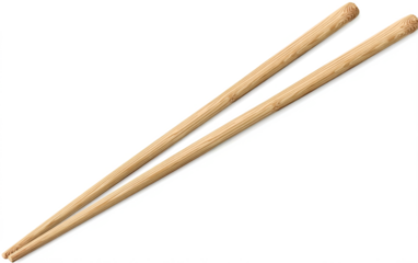 wooden chopsticks isolated on white background 
