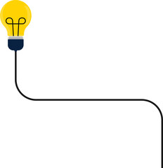Obraz premium Light bulb wire line path forming a rounded corner.