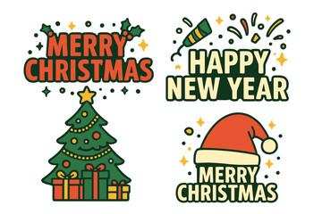 Obraz premium A set of vector illustrations for various uses including backgrounds, greeting cards, party invitations, website banners, social media banners, and marketing materials wishes Merry Christmas and