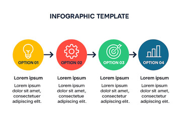 Fototapeta premium The vector infographic template for business concepts offers multiple options, such as label circles for content, flowchart, diagram, steps, infographics, chart, and workflow layout illustration