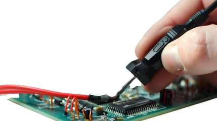 Professional Technician Repairing Electronic Temperature Sensors