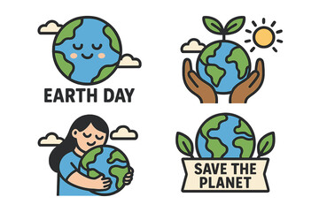Obraz premium Vector concepts for Earth day are provided in an illustration set, which can be used for graphic and web design, business presentations, marketing, and print materials