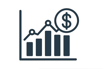 Icon for apps and websites representing a flat financial earnings analytics graph or chart