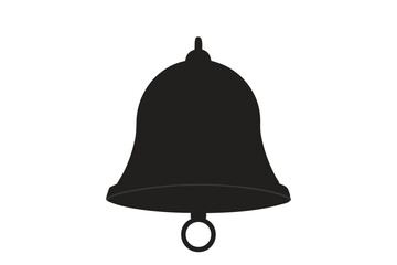 Silhouette illustration of a bell, classic shape on a white background