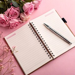 Naklejka premium notebook and rose