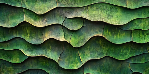 Fototapeta premium Abstract green wave pattern texture background artistic style organic tile design creative wall surface with curvy shapes and decorative element showing natural shades