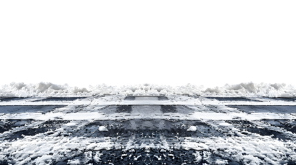 Professional Tire Tracks in Melting Snow on Road Isolated Image for Automotive Industry Use