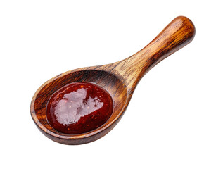 Delicious homemade sauce on wooden spoon kitchen food isolated on transparent background