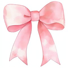 Delicate pastel pink bow.  Watercolor style, gift wrapping