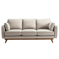 Fototapeta premium Modern Beige Sofa Comfortable Stylish Living Room Furniture Cut Out Transparent Png