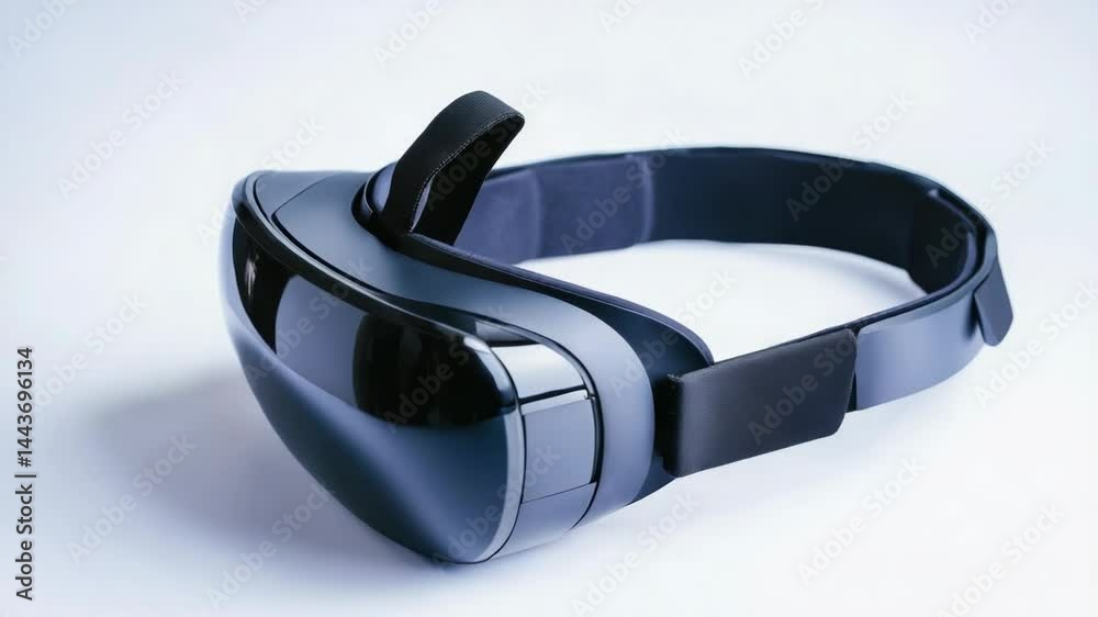 Poster close-up view of a pair of virtual reality glasses on a white background