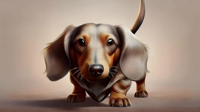 Niedlicher 3D Dackel mit langen Ohren und treuem Blick