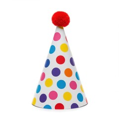 Isolated fun party hat with colorful polka dots celebration design