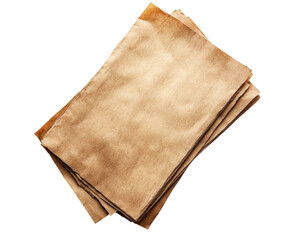 Vintage brown paper sheets neutral lighting isolated on transparent background