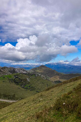 Fototapeta premium The picturesque Covadonga Lakes nestled in the Picos de Europa mountains, Asturias, Spain, offer breathtaking natural beauty and tranquility