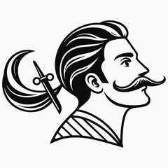 Vector art features a beautiful woman's profile with long hair, a cigarette, and stylish design