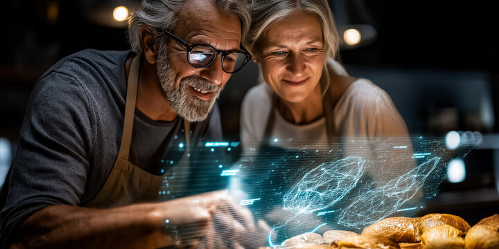 Couple Cooks with AR Recipe Guide