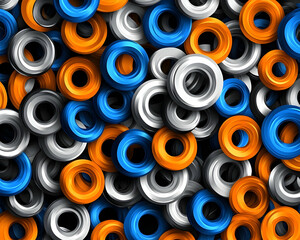 Abstract colorful rings background texture, design element, 3D illustration