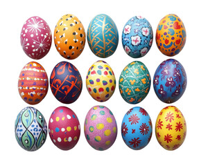 Colorful easter eggs display festive atmosphere decorative isolated on transparent background