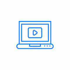 laptop video play icon sign vector